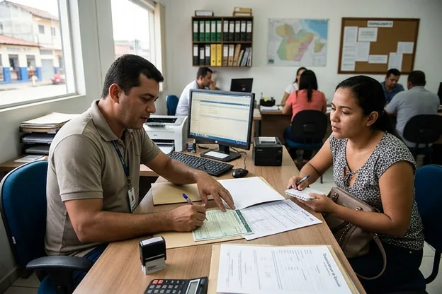 Despachante explicando o processo de transferência de veículo.