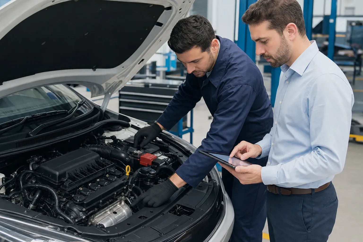 Despachante preenchendo formulário para cadastro de motor de veículo.